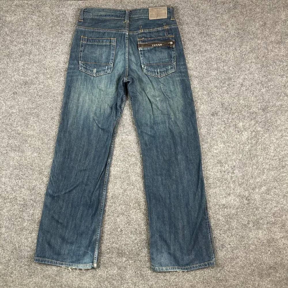 Casual Denim‎ Jeans Mens 30x32 Blue Straight Fit Medium Wash Zip Pocket Detail